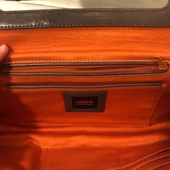 Hobo gray leather clutch bag